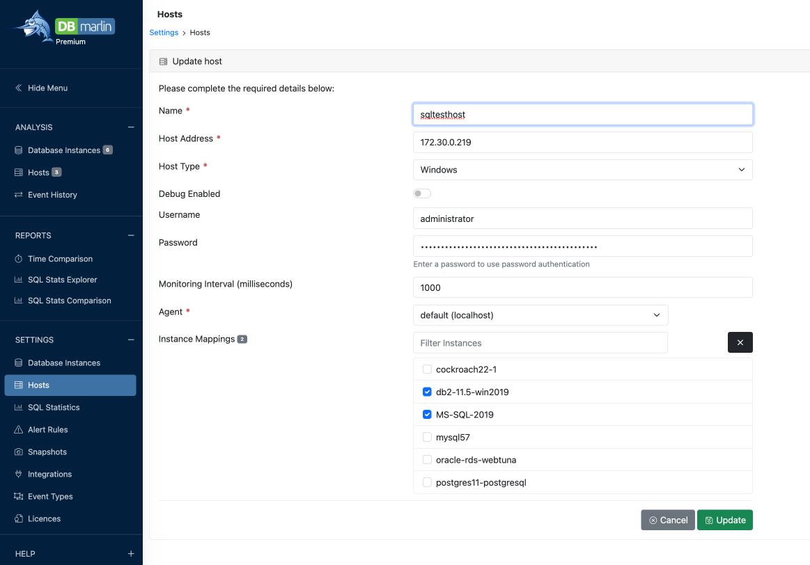 Create a host target to monitor