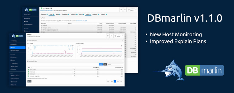 DBmarlin 1.1.0 released including Host monitoring and improved Explain plans