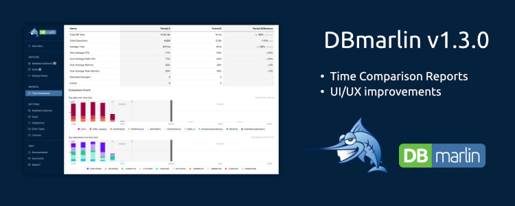 DBmarlin 1.3.0 released featuring time comparison reports