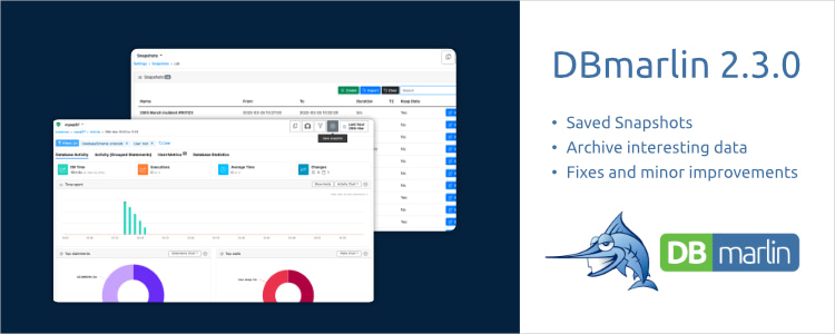 DBmarlin 2.3 released - Now with Performance Snapshots