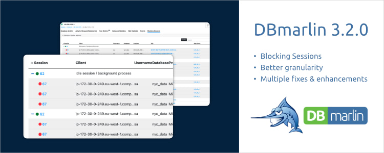 DBmarlin 3.2 released - with blocking sessions screen and increased granularity